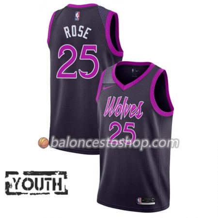 Camiseta Niños NBA Minnesota Timberwolves Derrick Rose 25 2018-19 Nike City Edition Violeta Swingman